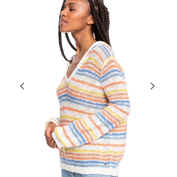 NWT Roxy Nomadic Squad Striped Hooded Sweater - Picture 4 of 10